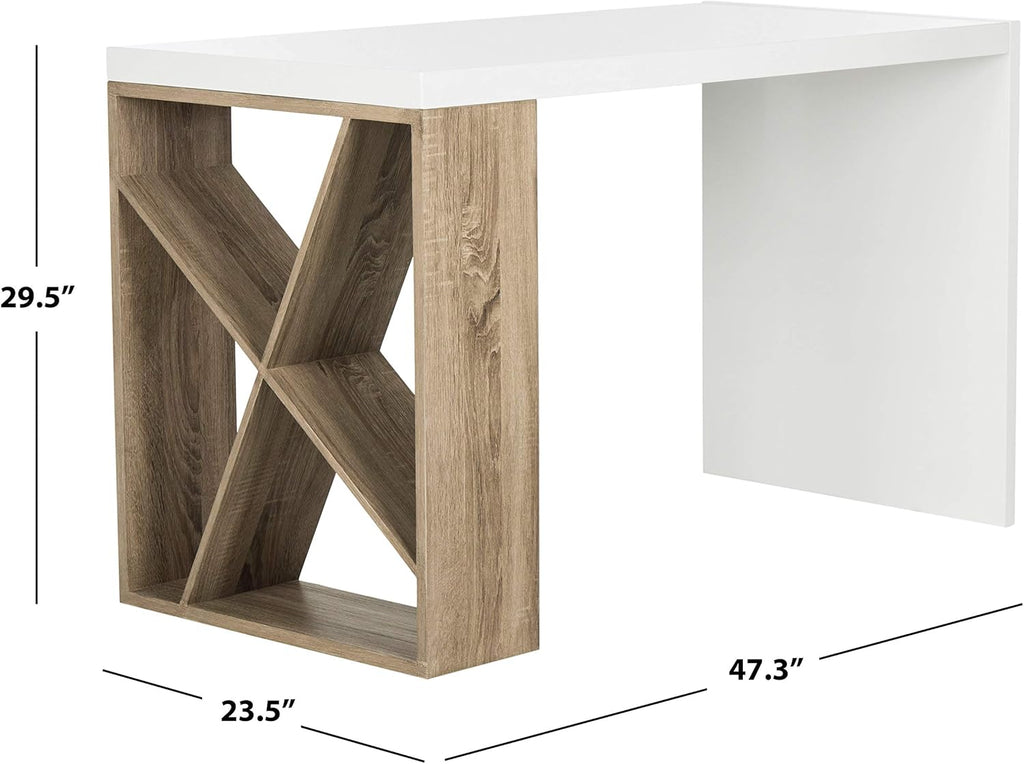 White Lacquer and Oak Desk J154