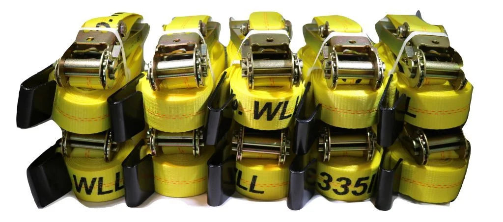 10 Pack 2" X 27 Ft. Ratchet Strap with Flat Hooks W41697