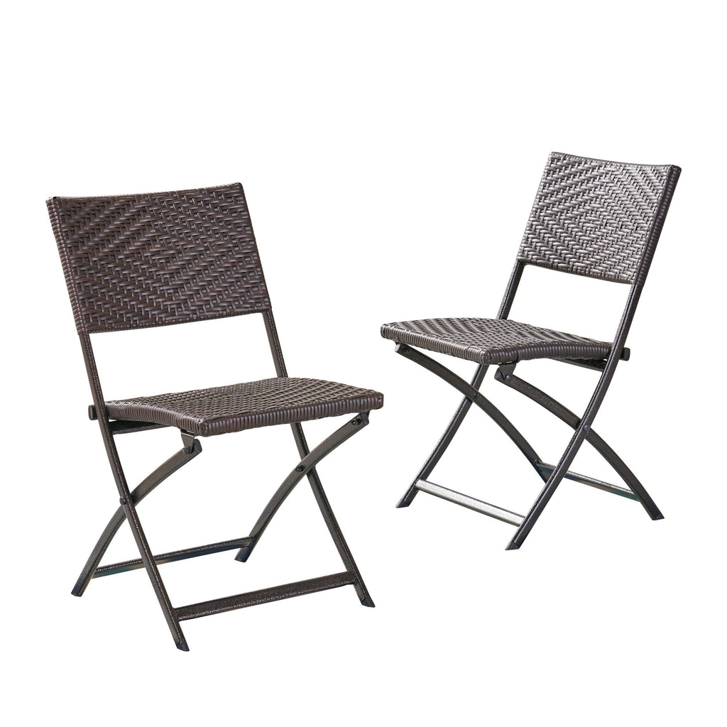 Set of 2 Wicker Patio Folding Chairs Brown F650