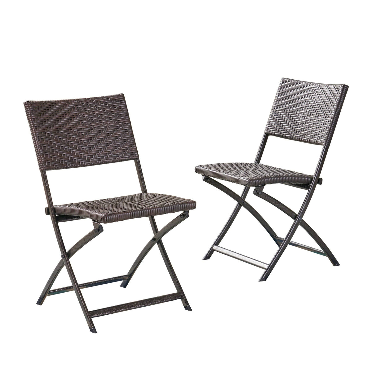 Set of 2 Wicker Patio Folding Chairs Brown F650