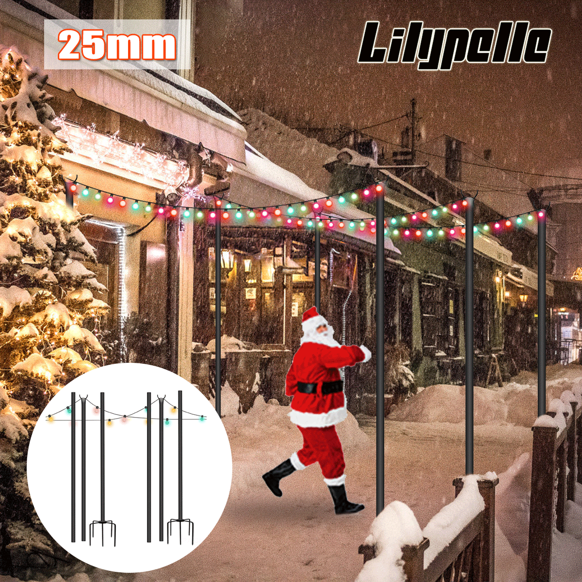 String Light Poles Stand for Outside, 2 Pack, 9 FT x 25 mm R879