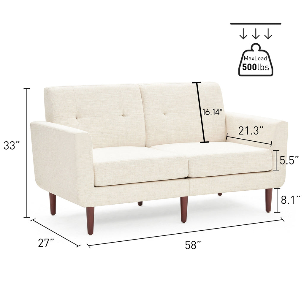Blue Button Tufted Fabric Loveseat Z4806