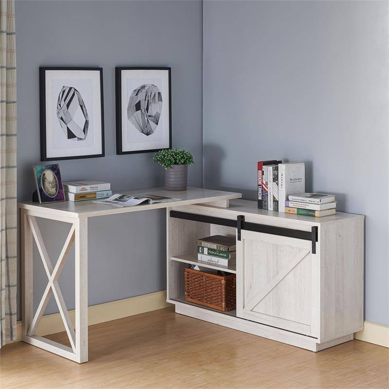 White Oak L-Shape Desk E963487