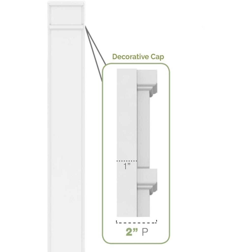 Two Equal Flat Panel PVC Pilaster with Capital and Base (Pair) O18762