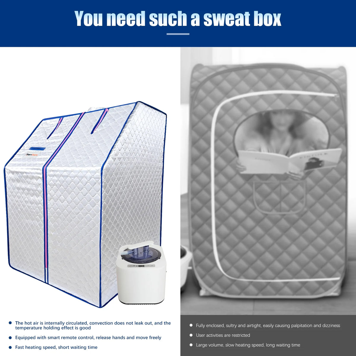 Portable Steam Sauna Tent with Heater, Chair, Remote B728150