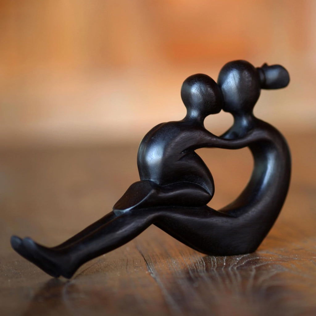 Black Wood Mother and Child Sculpture E70910