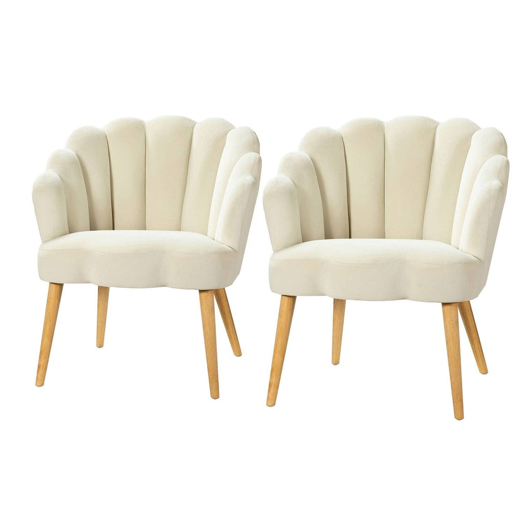 Pink Scalloped Velvet Arm Chair Set of 2 T4070