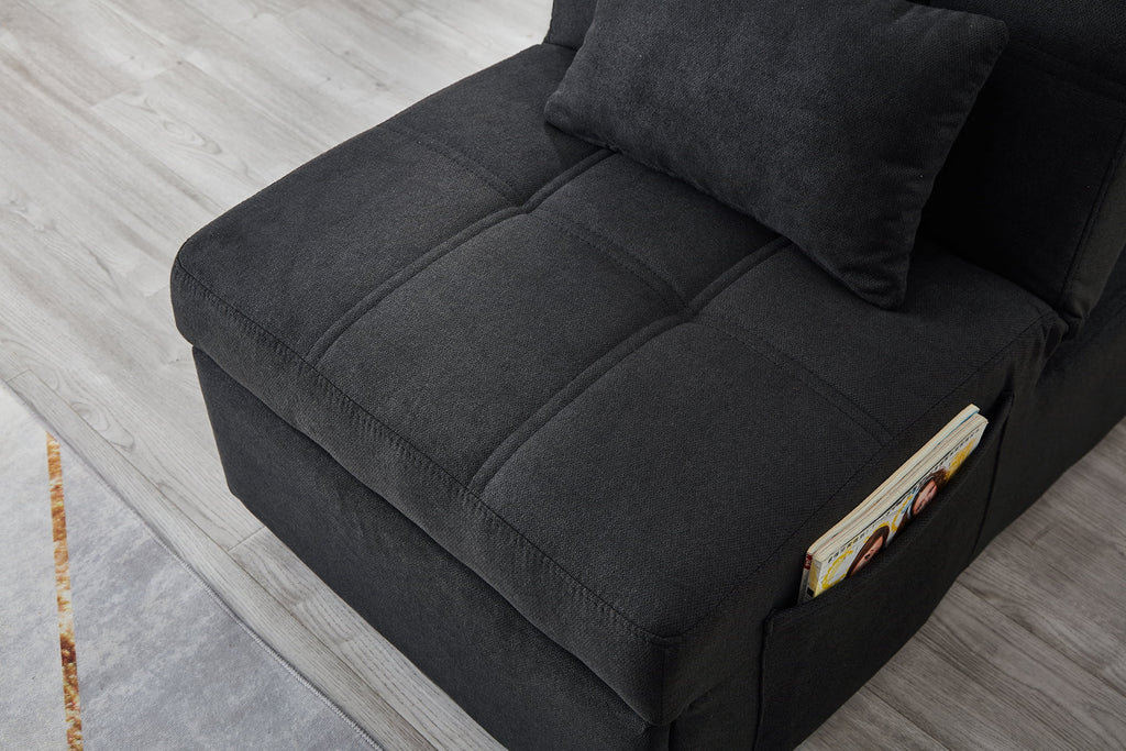 Recliner Chair Bed with Black Linen Fabric M4236