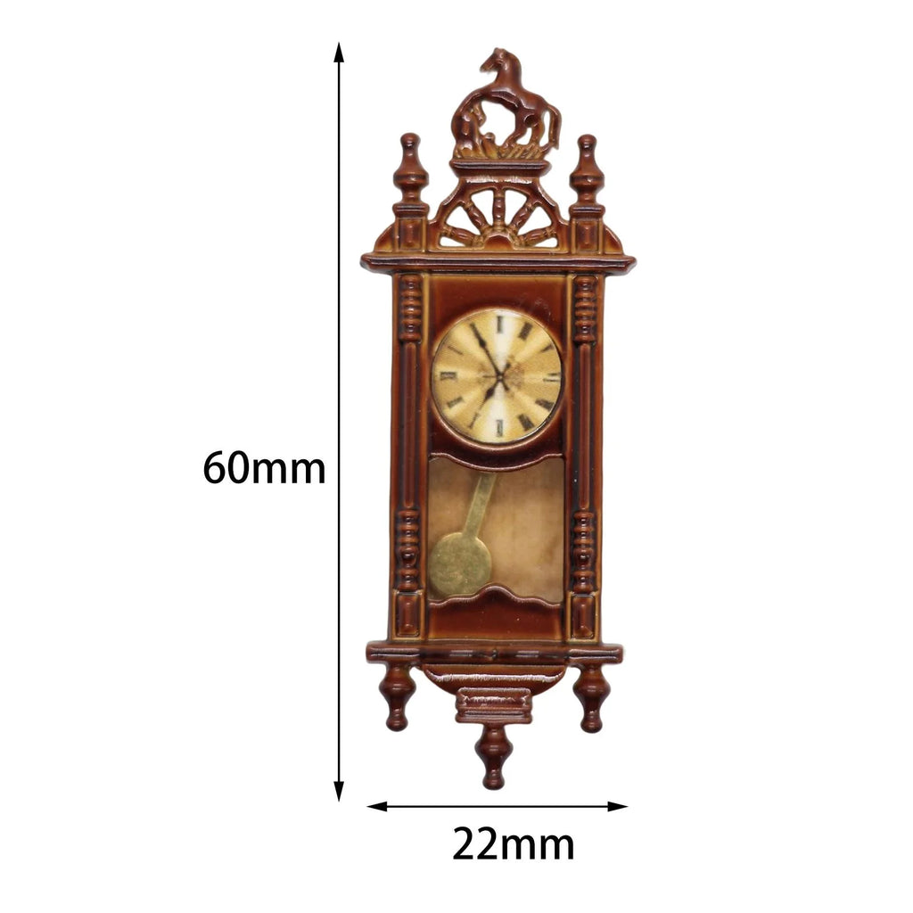 Brown Wooden Dollhouse Wall Clock Playset D68174