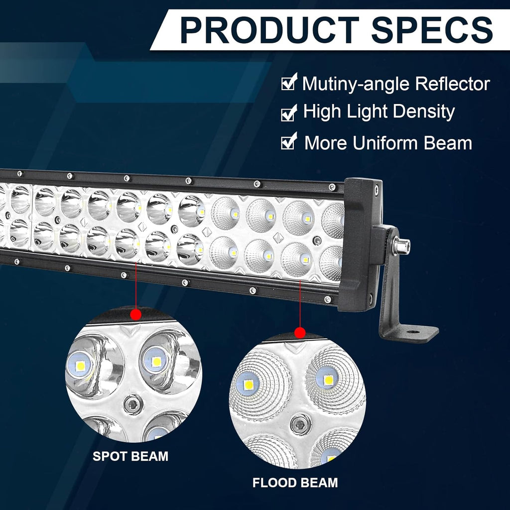 32 inch 180W Waterproof Spot Flood Combo LED Light Bar with Mounting Bracket, Pack of 2 V337