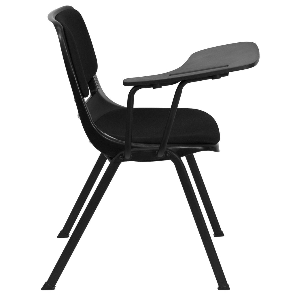 Black Padded Ergonomic Shell Chair with Flip-Up Tablet Arm R88760