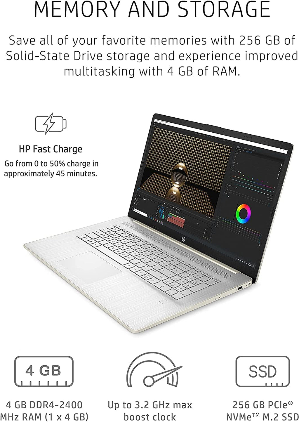 17.3" HD+ Display AMD Athlon Silver 3050U 4GB RAM 256GB SSD Laptop A243