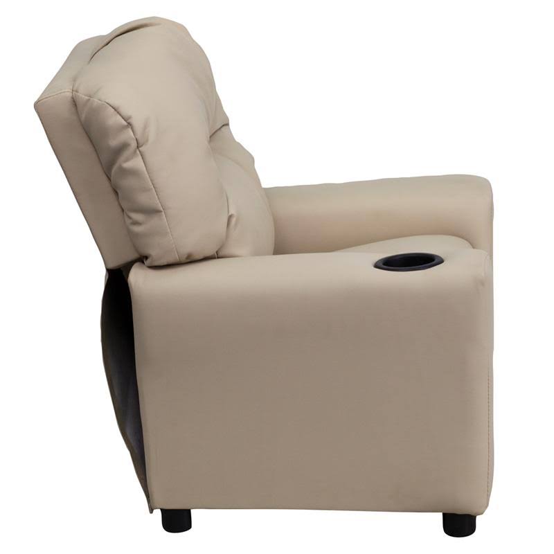 Lavender Vinyl Kids Recliner with Cup Holder U409854