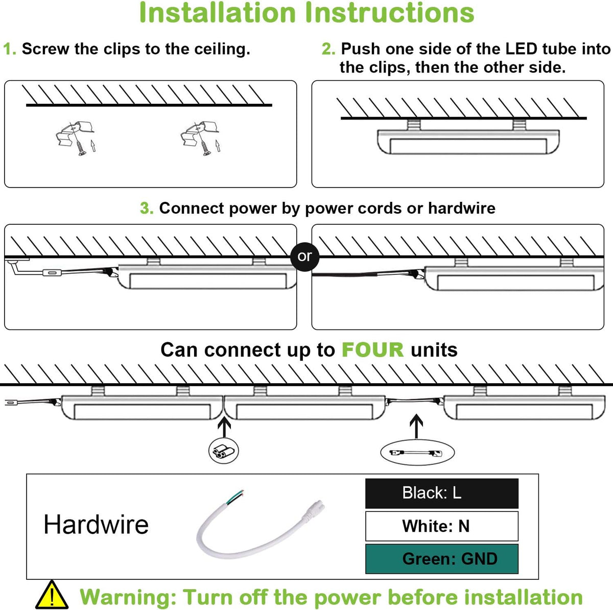 4FT LED Shop Light, 40W, 6500K, 10 Pack O8322
