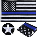 Thin Blue Line Flag 3x5 ft with Embroidered Stars and 2 Brass Grommets E470