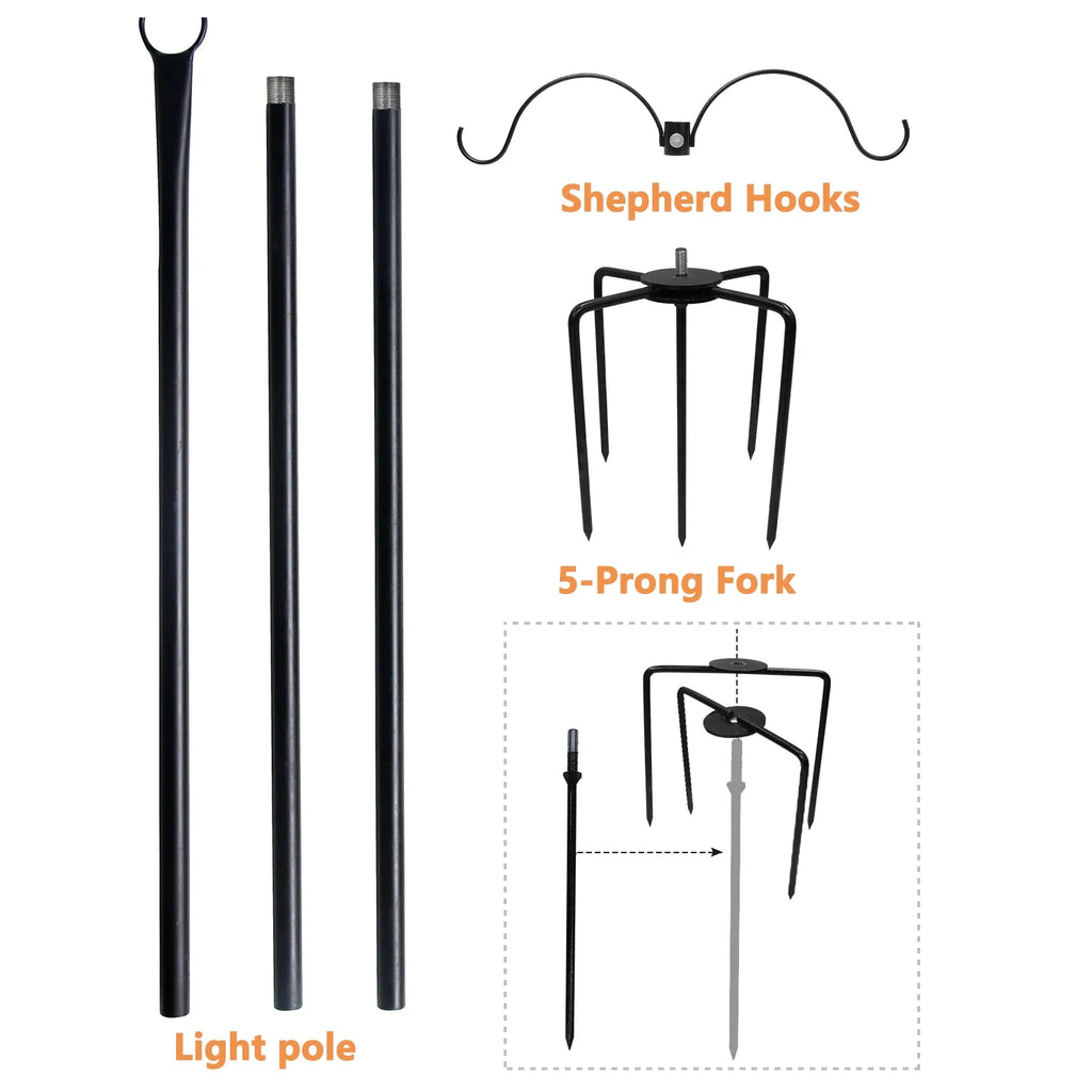 String Light Poles Stand for Outside, 2 Pack, 9 FT x 25 mm R879