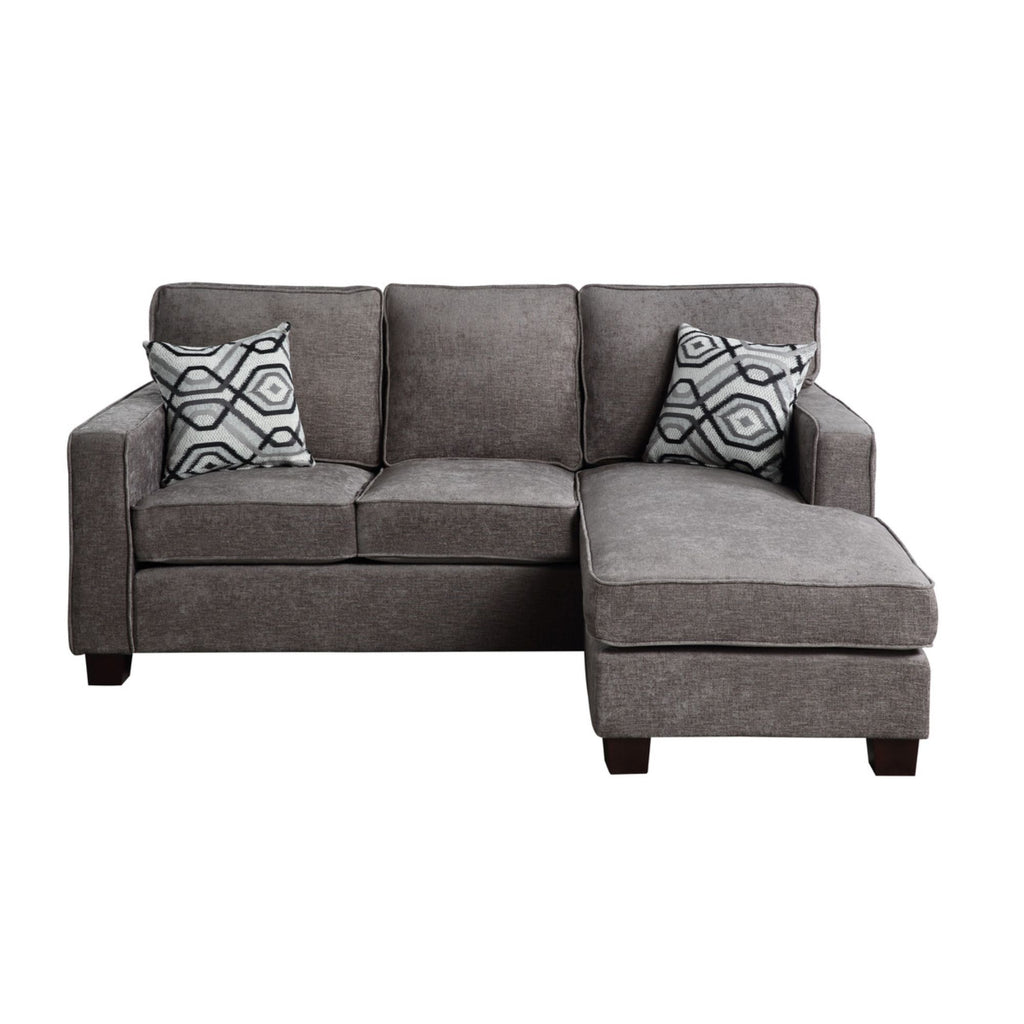Gray Linen Fabric Sectional Sofa Chaise with USB Port K6866