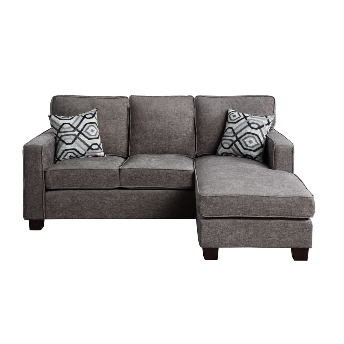 Gray Linen Fabric Sectional Sofa Chaise with USB Port K6866