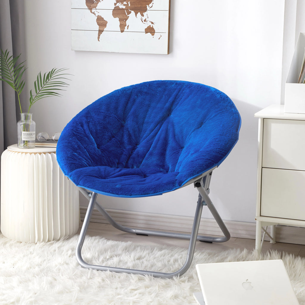 Blue Faux Fur Saucer Chair H485131