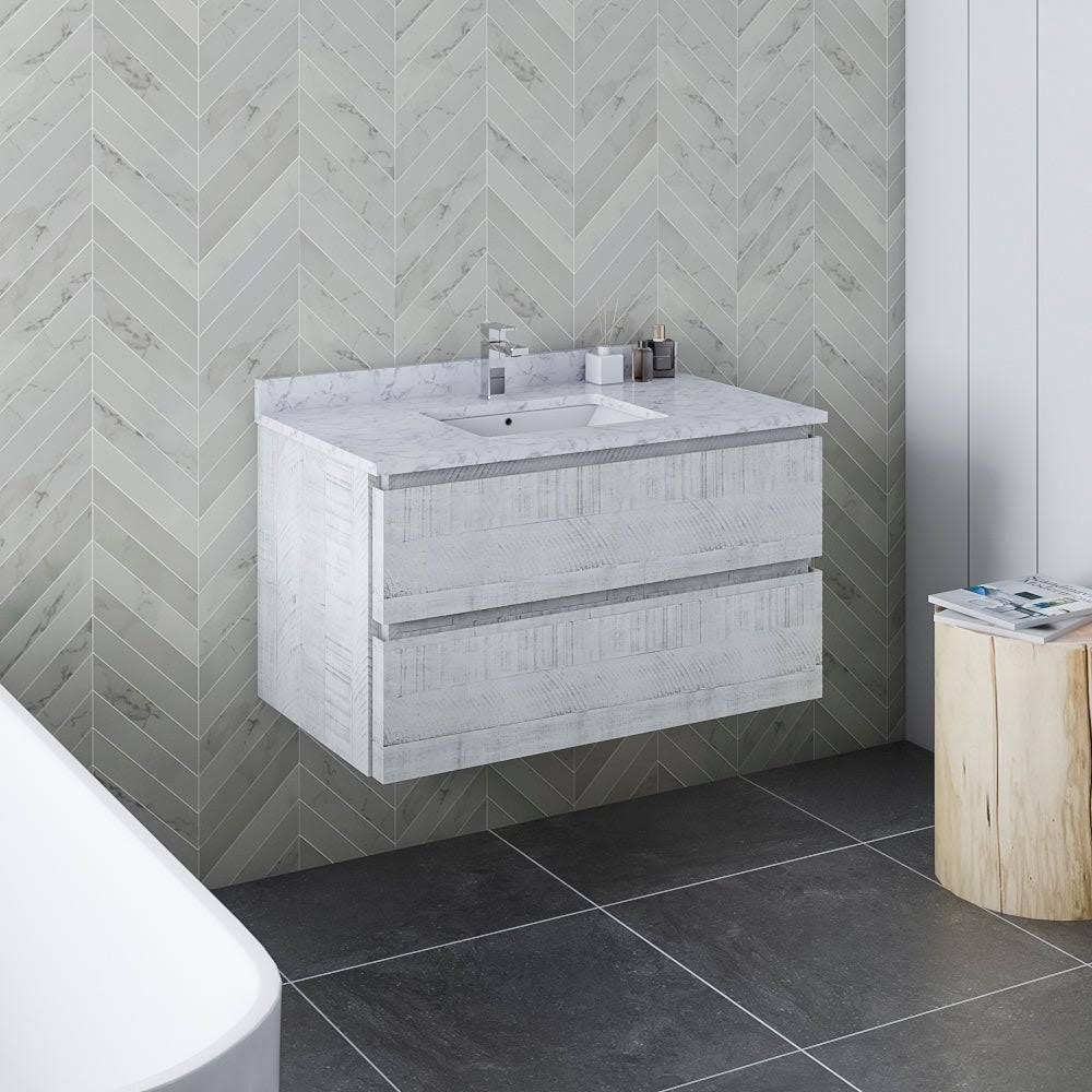 Rustic White Wall Hung Bathroom Cabinet E66049