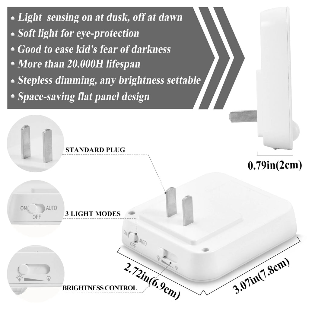 2 Pack LED Motion Sensor Night Light Plug into Wall X820918