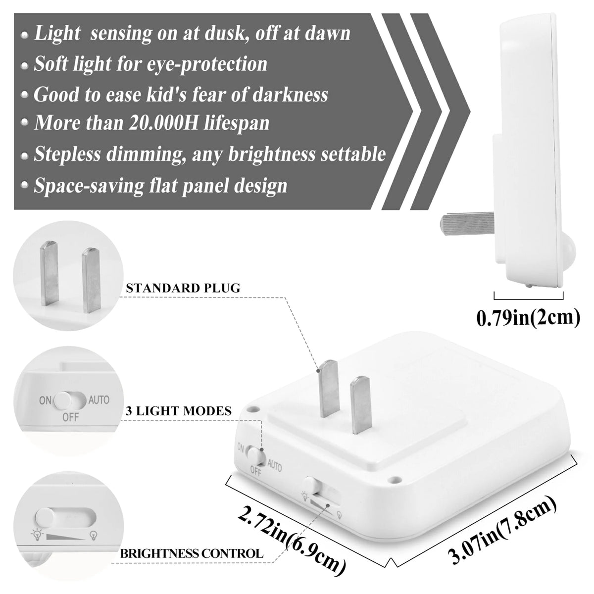2 Pack LED Motion Sensor Night Light Plug into Wall X820918