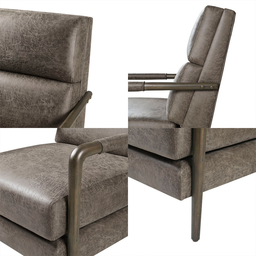 Brown Faux Leather Accent Armchair R75887