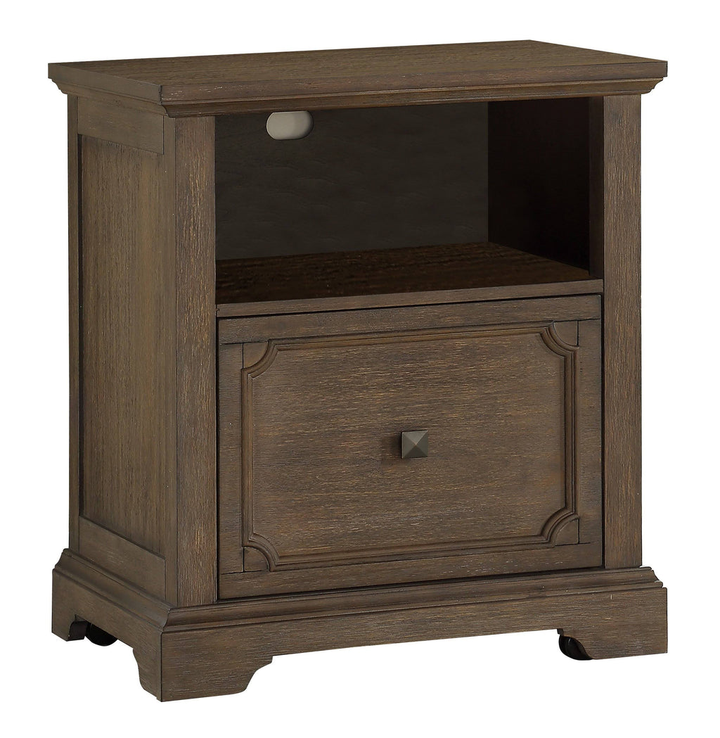 Wood Lateral File Cabinet with Casters in Dark Oak B515