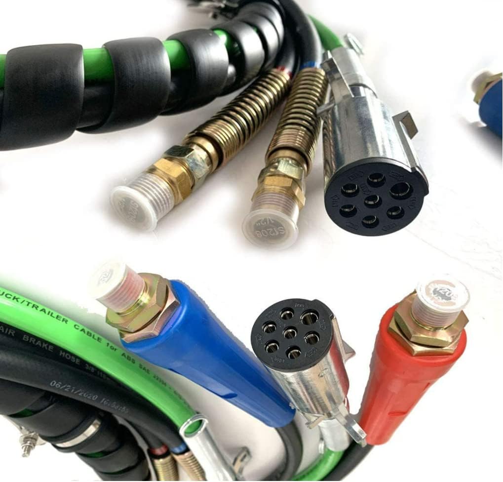 12 Ft 3-in-1 Air Power Line Hose Wrap Air Line Hose Assemblies for Semi Truck Tractor Trailer D894572