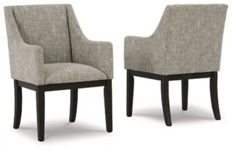 Gray & Dark Brown Upholstered Arm Chair, Set of 2 P55028
