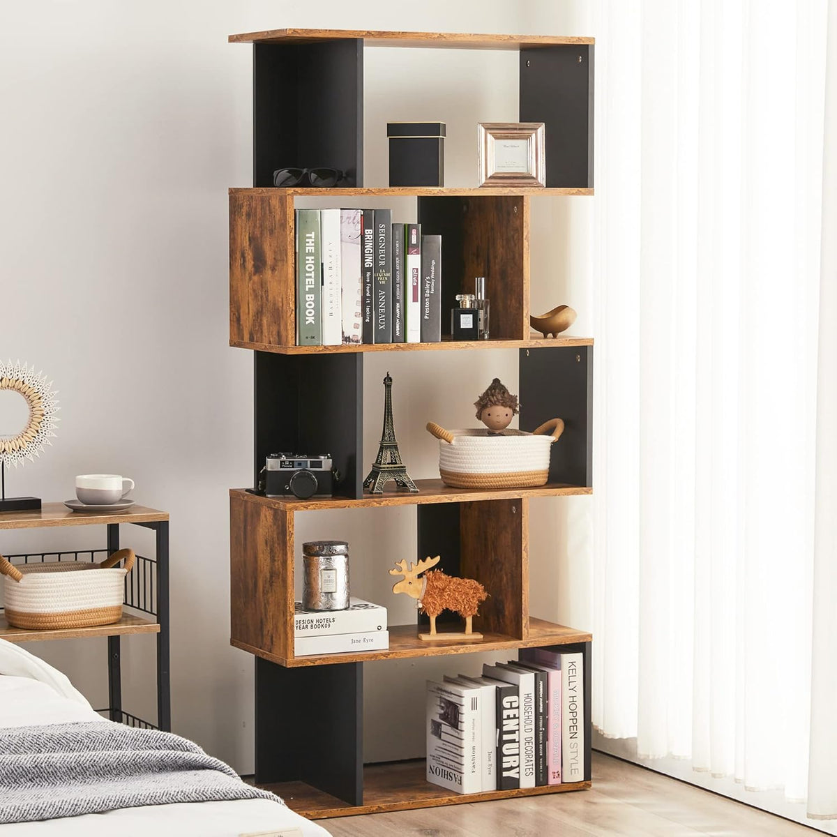 5-Tier Geometric Wooden Bookshelf A61426