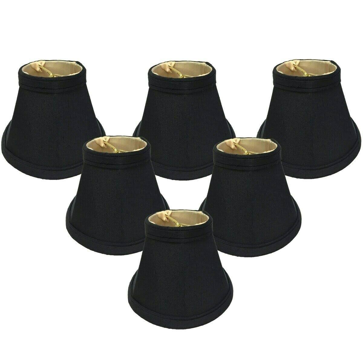 6 Silk Bell Candelabra Shade Set of 6 Black Gold Q799