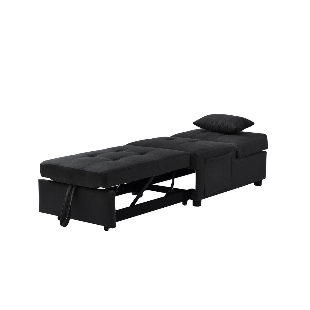 Recliner Chair Bed with Black Linen Fabric M4236