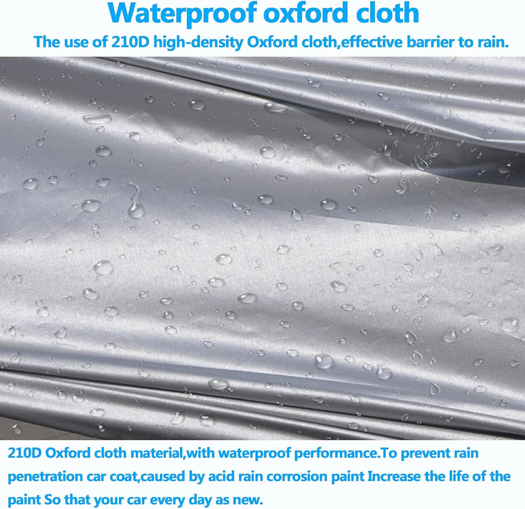 210D Oxford Waterproof Car Cover with Zipper Door, Reflective Strip, Windproof Straps M6081