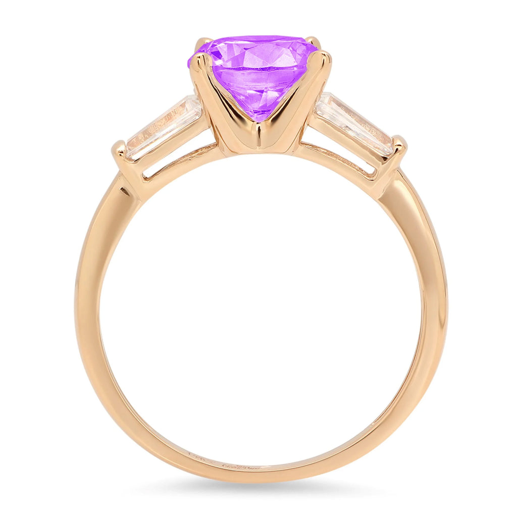 18k Yellow Gold Amethyst Three-Stone Ring U61148