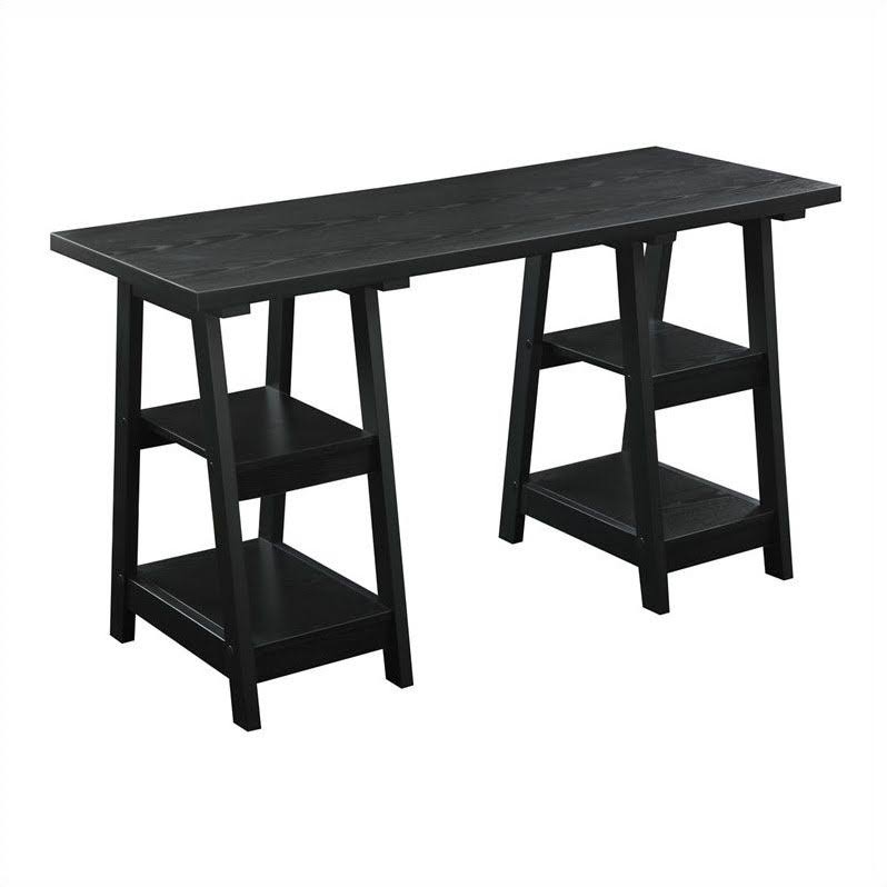 Black Double Trestle Desk B78589