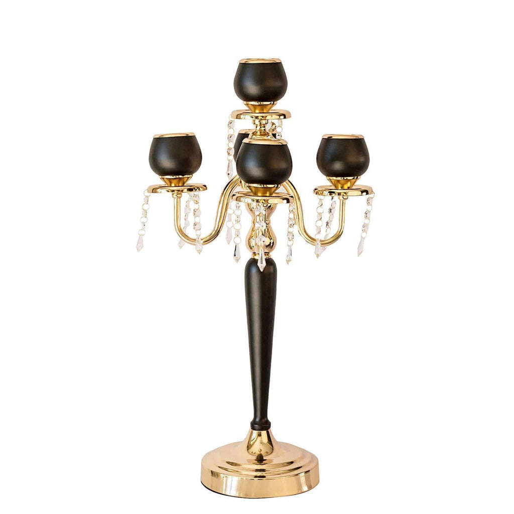 Gold and Black Metallic Candelabra Candle Holder C43417