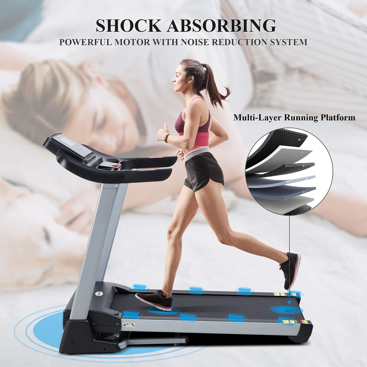 Folding Treadmill with 15 Preset Exercise Programs D302