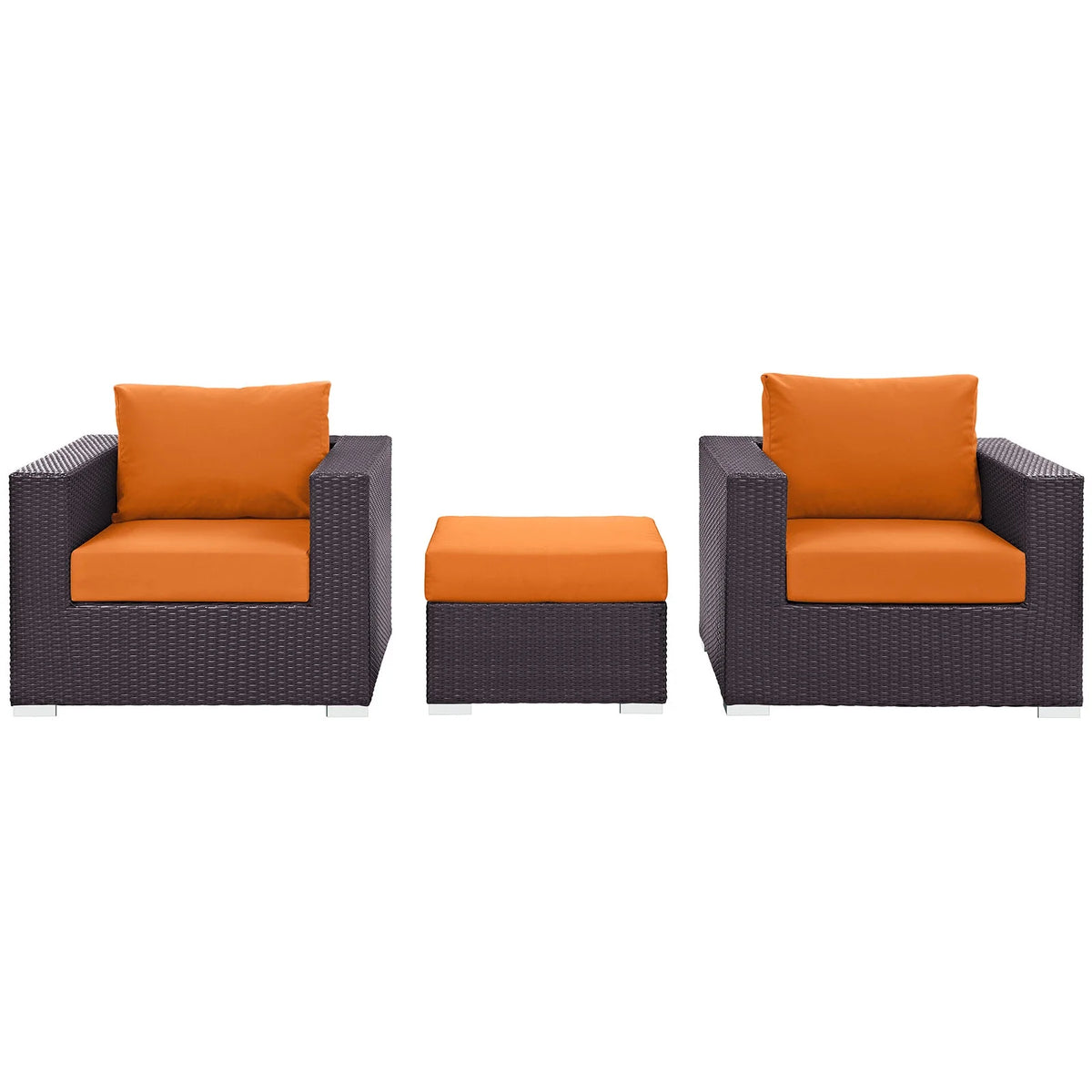3 Piece Outdoor Patio Sofa Set in Espresso Orange Q877295