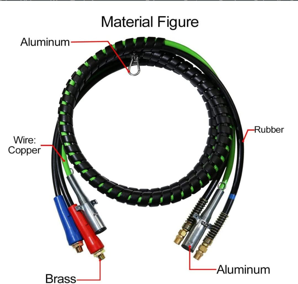 12 Ft 3-in-1 Air Power Line Hose Wrap Air Line Hose Assemblies for Semi Truck Tractor Trailer D894572