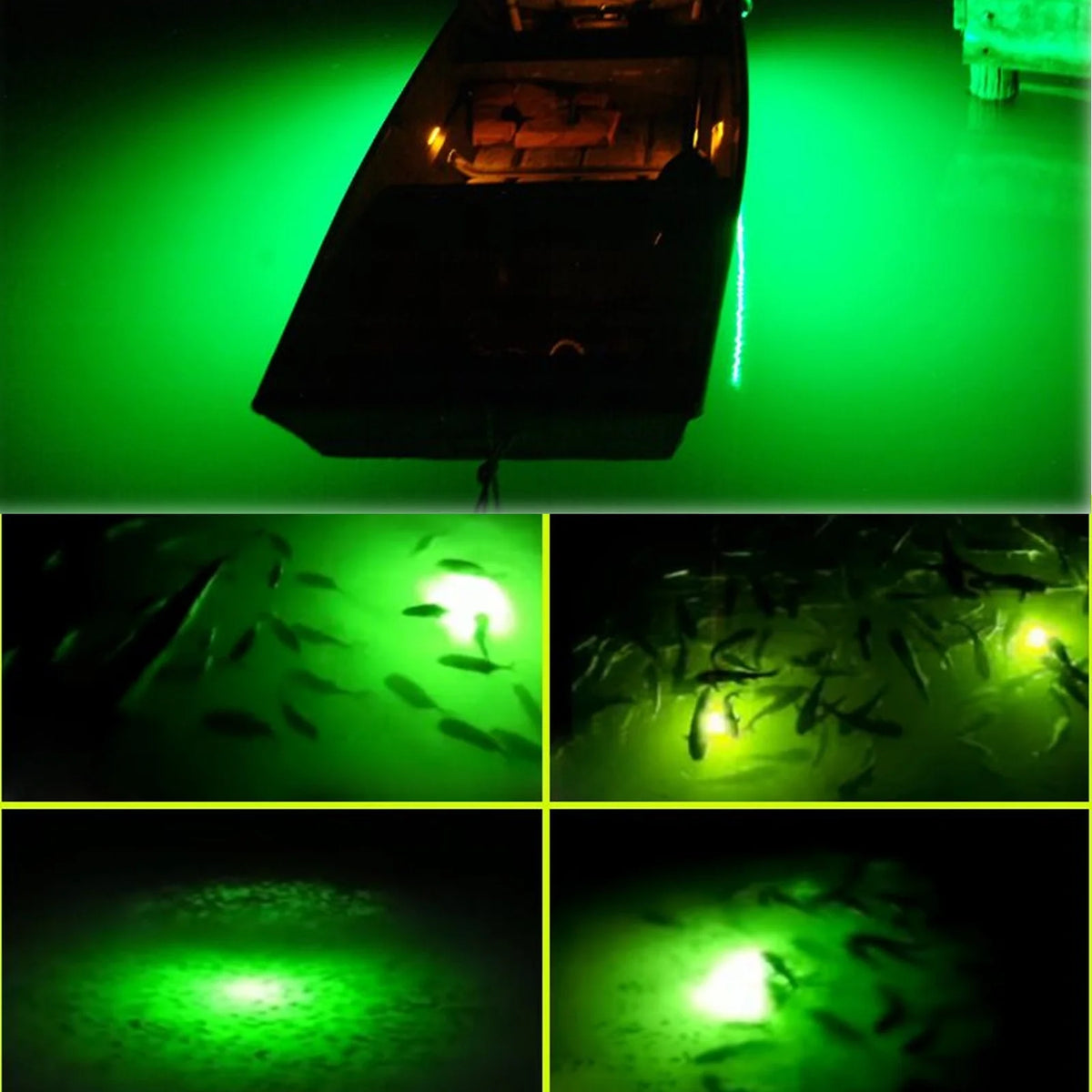2Pcs Underwater Night Fishing Light, 12V 10.5W 120LED 1000 Lumen Green Submersible Fishing Light U26136