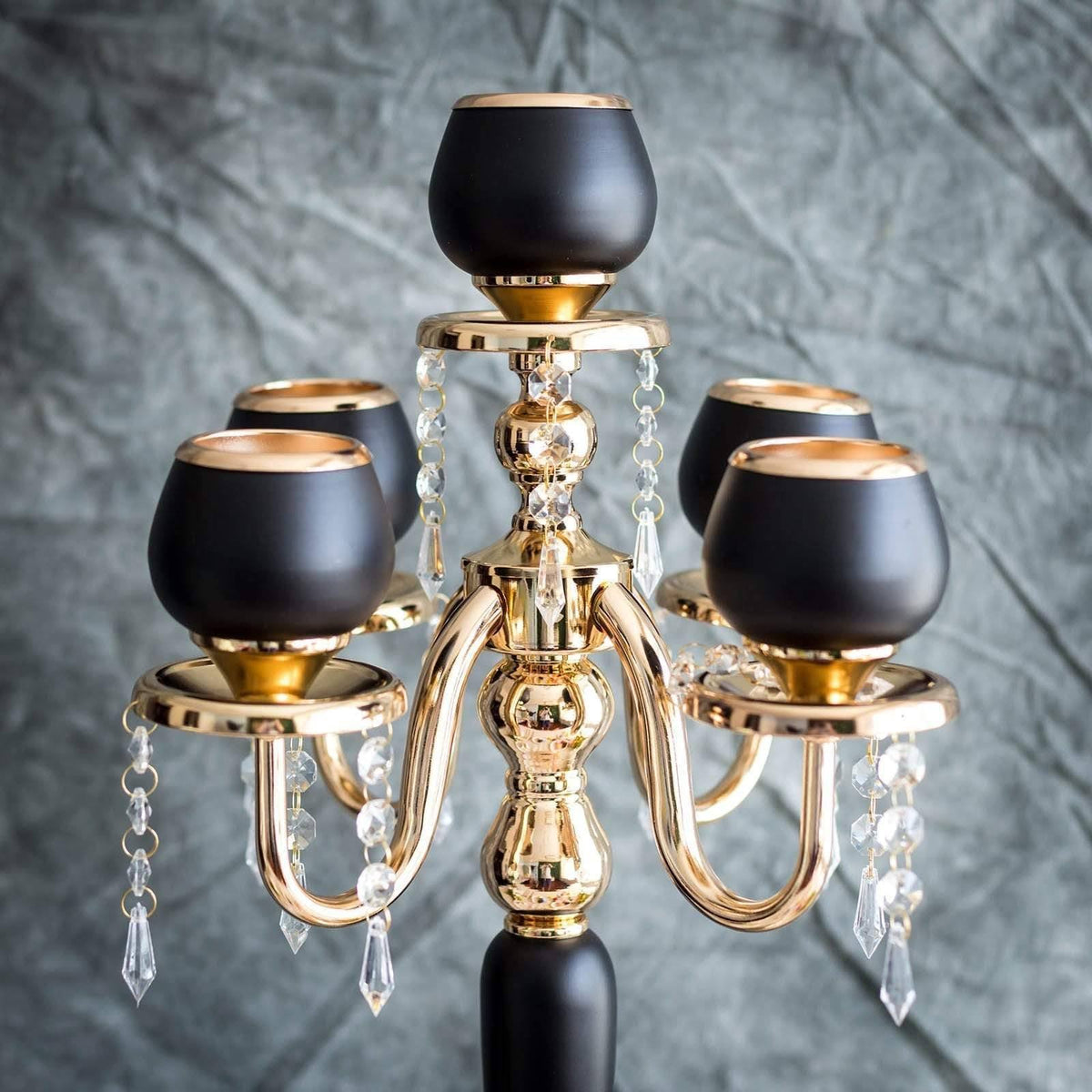 Gold and Black Metallic Candelabra Candle Holder C43417