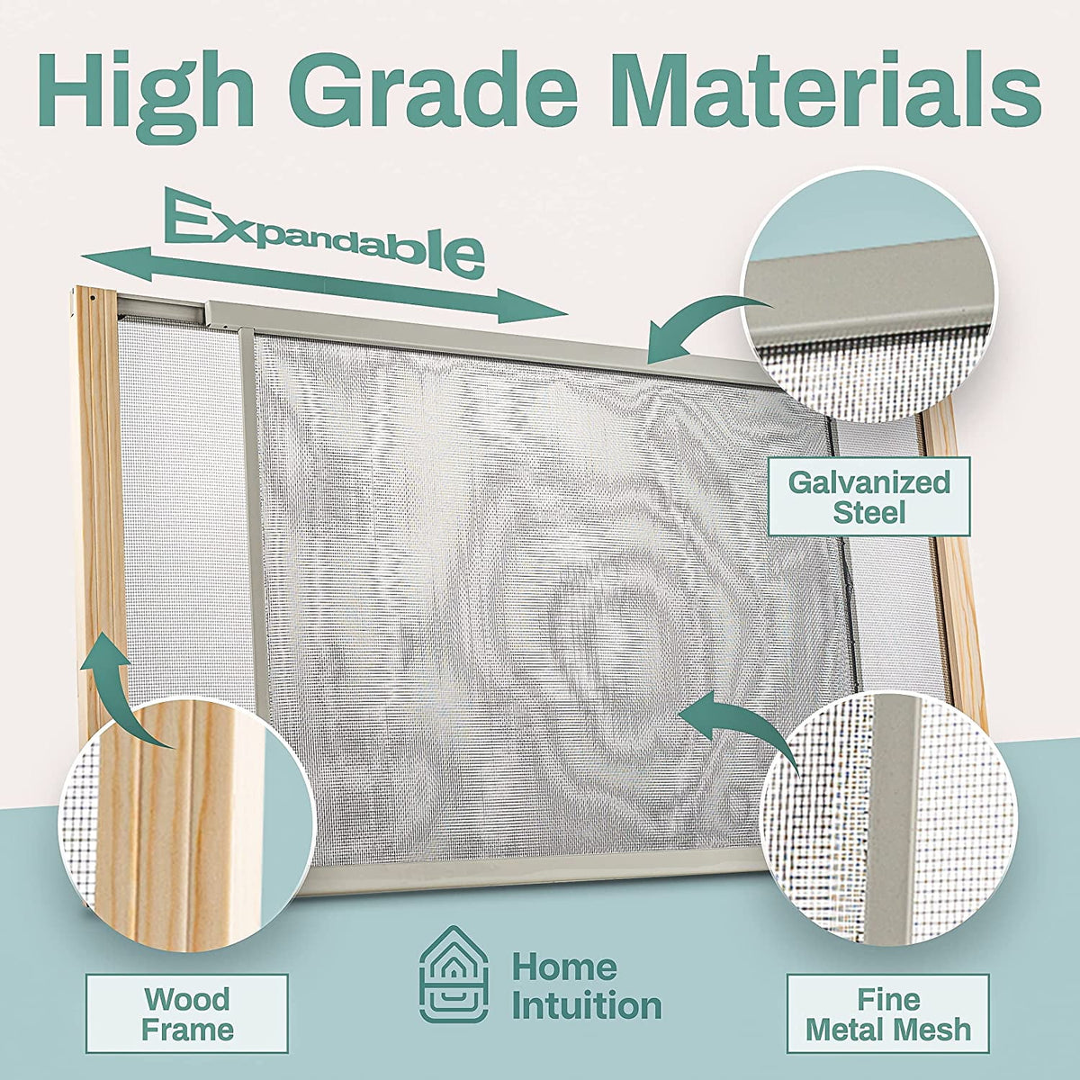 2-Pack Adjustable Horizontal Window Screen 21-37 inches Wide, 18 Inch High O5566