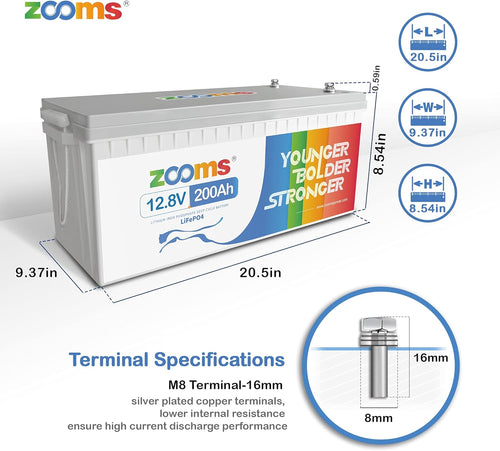 12V 200Ah LiFePO4 Battery Lithium Iron Phosphate Deep Cycle Rechargeable Battery with Built-in 100A BMS K26969