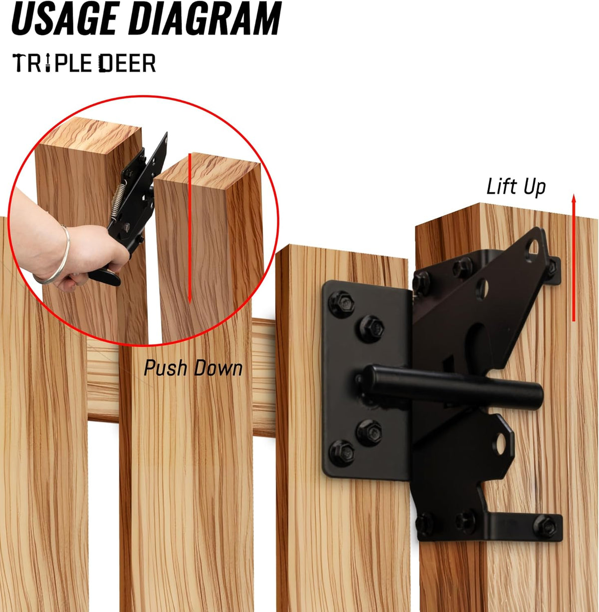Black Metal Self-Locking Gate Latch M489