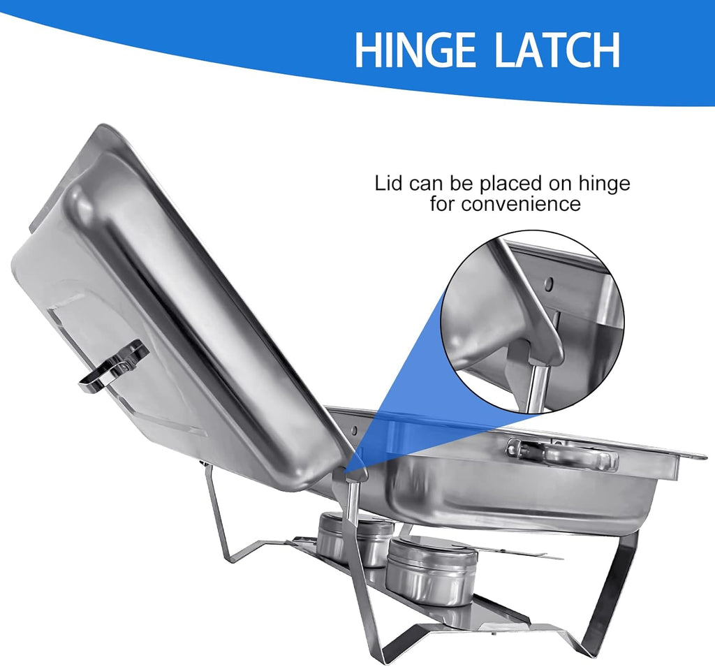 Chafing Dish Buffet Set 4 Pack 8QT Half Size Food Warmer Chafer Complete Set with Water Pan, Chafing Fuel Holder P320