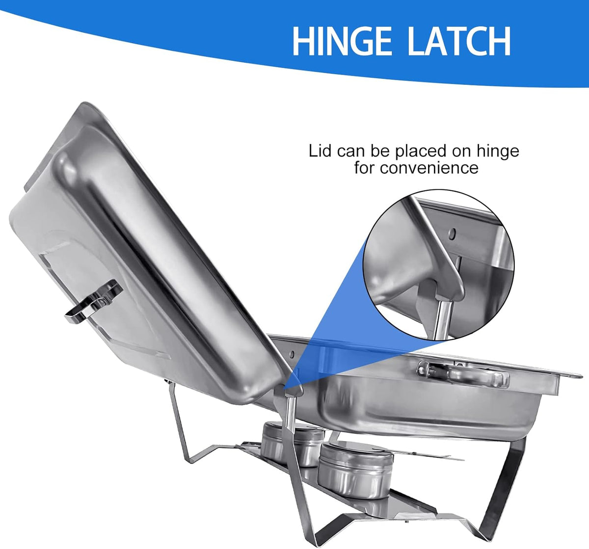 Chafing Dish Buffet Set 4 Pack 8QT Half Size Food Warmer Chafer Complete Set with Water Pan, Chafing Fuel Holder P320