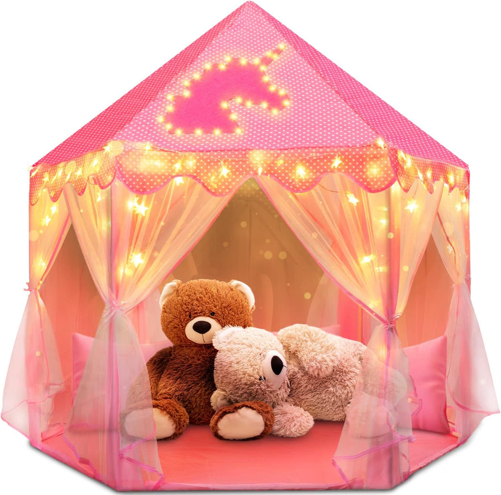 Large Kids Castle Play Tent with Star Lights M58141