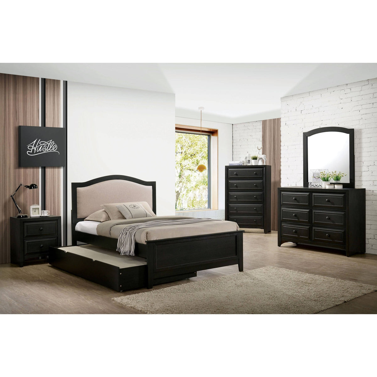 Dark Grey Wood Trundle V788283