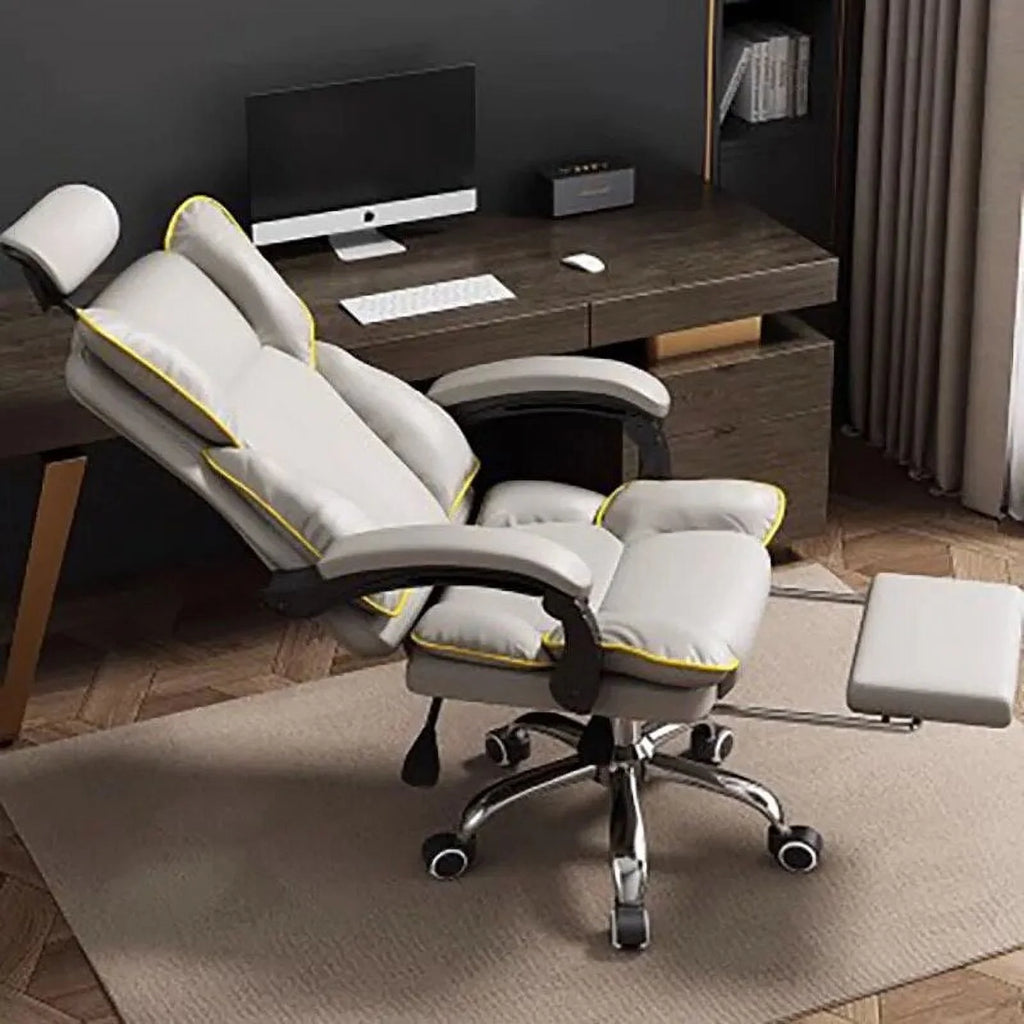 Leather Office Chair with Footrest and Wheels O360460